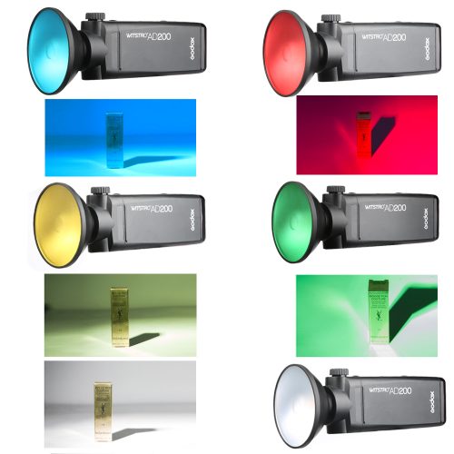 Combo reflector và Gel màu cho đèn Godox AD200, AD180, AD360, AD360II
