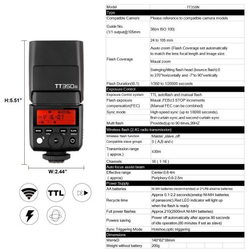 Đèn flash Godox TT350C for Canon - Tặng Omni bouce
